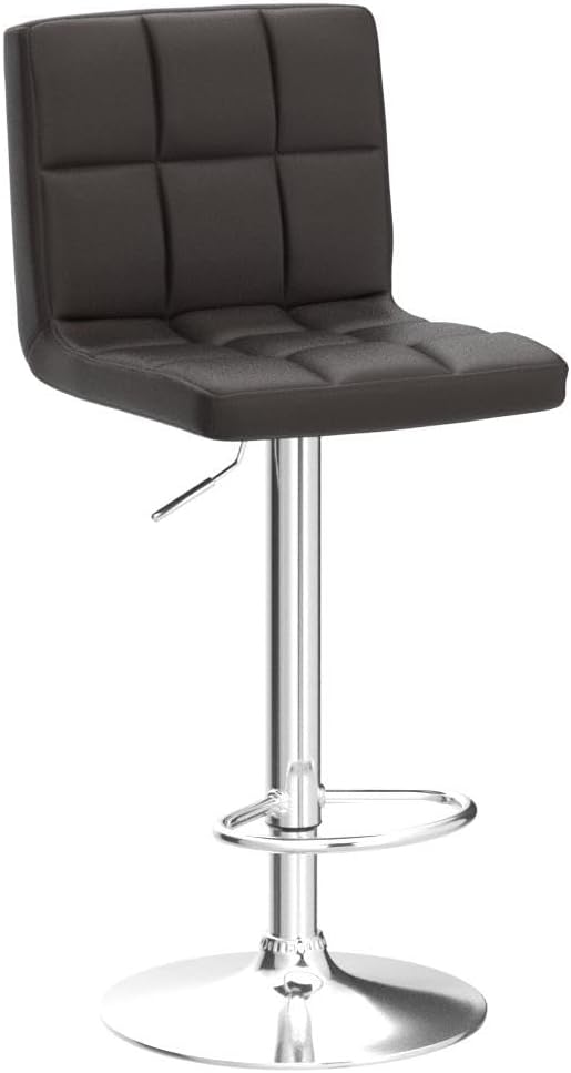 COSTWAY Adjustable Bar Stools Set of 4, Modern Swivel PU Leather Bar Chair with Backrest, Soft Cushioned Seat, Footrest, Sturdy Metal Frame, Comfortable Barstools for Kitchen Island, Pub, Brown