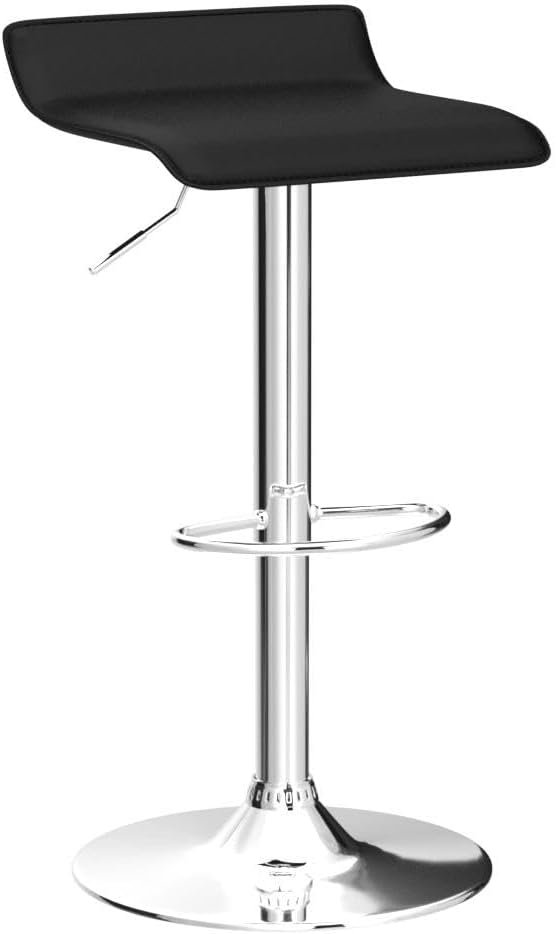 COSTWAY Bar Stools Set of 2, Modern Swivel Contemporary barstools with Adjustable Height, Footrests, Chrome Hydraulic PU Leather Backless Bar Chairs for Kitchen Island Cafe Pub, Black
