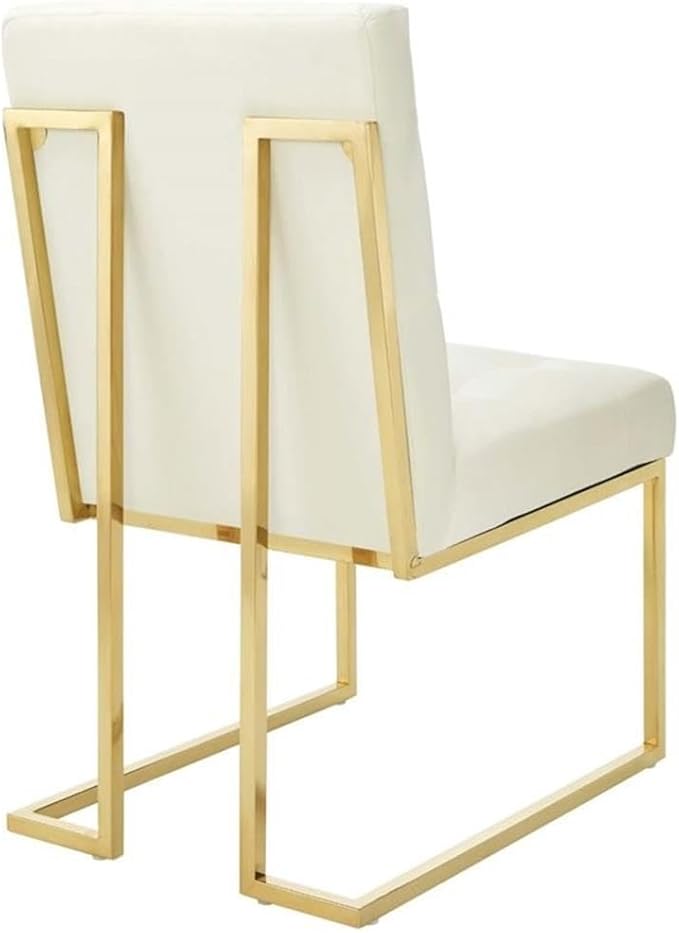 Modway Privy Performance Velvet Gold Stainless Steel Dining Chair in Gold Ivory
