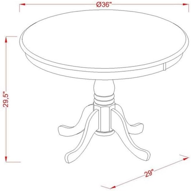 East West Furniture ANVA5-BLK-C 5 Piece Dining Room Furniture Set Includes a Round Dining Table with Pedestal and 4 Linen Fabric Upholstered Chairs, 36x36 Inch, Black