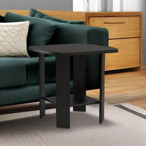 Furinno SIMPLE DESIGN Side Table Set of 2, 2-Tier Modern End Table with Soft Edges, Open Shelves Night Stand, Bedside Table, for Living Room, Bedroom, Espresso