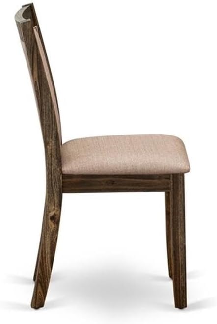 East West Furniture MZC7T16 Monza Parson Dining Chairs - Dark Khaki Linen Fabric Padded Chairs, Set of 2, Distressed Jacobean