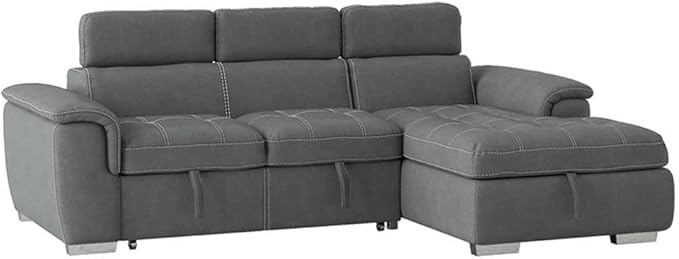 Homelegance Ferriday 98" x 66" Sectional Sleeper with Storage, Gray
