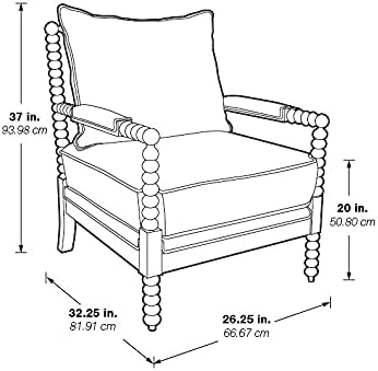 OSP Home Furnishings Fletcher Spindle Accent Chair with Rustic Brown Finish, Smoke Grey Upholstery