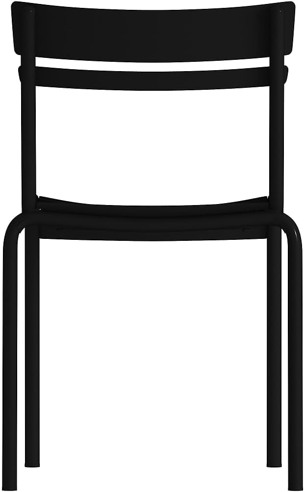 Flash Furniture Nash Commercial Grade Steel Stack Chair, Indoor-Outdoor Armless Chair with 2 Slat Back, Set of 4, Black