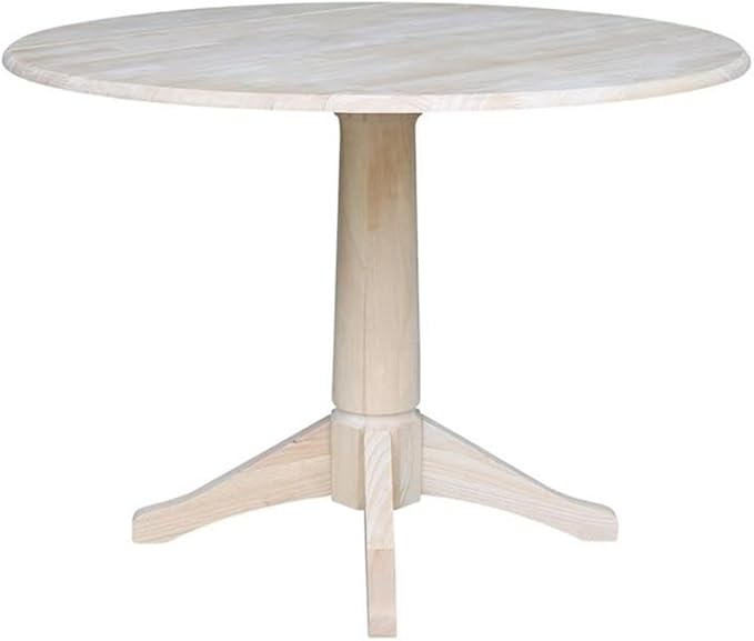 IC INTERNATIONAL CONCEPTS 42" Round Solid Wood Dual Drop Leaf Pedestal Table - Unfinished