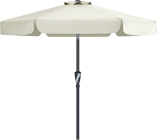 MASTERCANOPY 7.5ft Patio Umbrella with Valance, Crank and Tilt – 6 Ribs Outdoor Market Umbrella, UV/Fade Resistant, Waterproof Canopy with Wind Vent for Garden, Deck, Backyard, Pool (ight Beige)