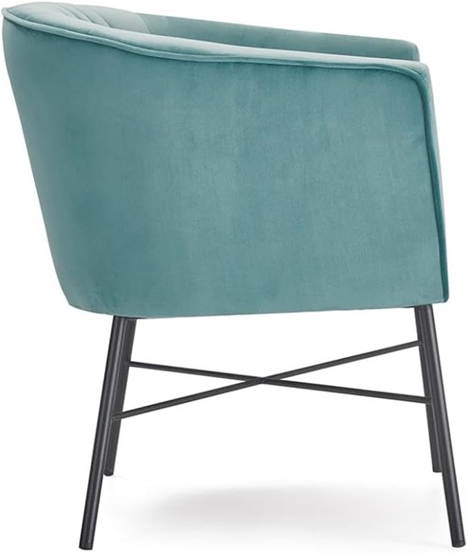 Leone Upholstered Accent Chair, Velvet Tufted Comfy Back Cushion Club Armchair, Modern Living Room Furniture for Small Spaces, Seaglass Teal