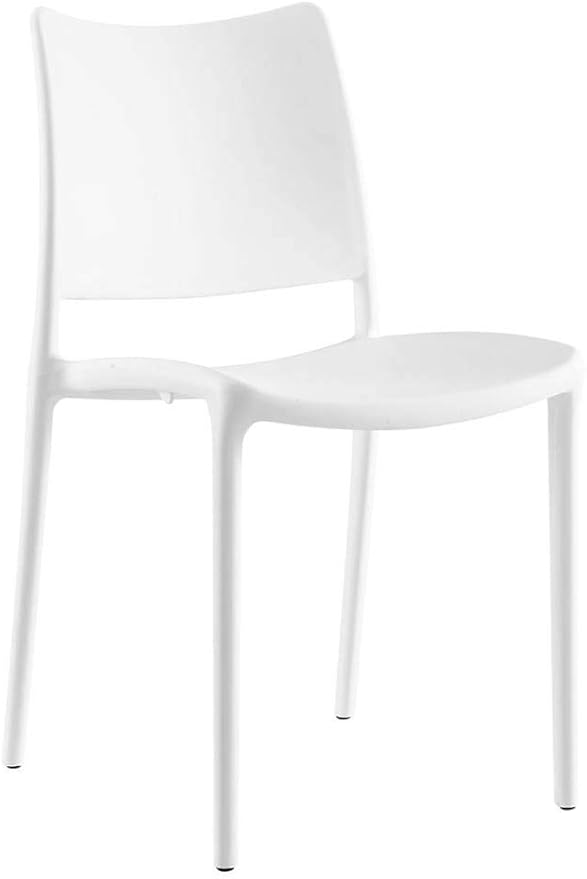 Modway Hipster Contemporary Modern Molded Plastic Stacking Two Dining Chairs in White