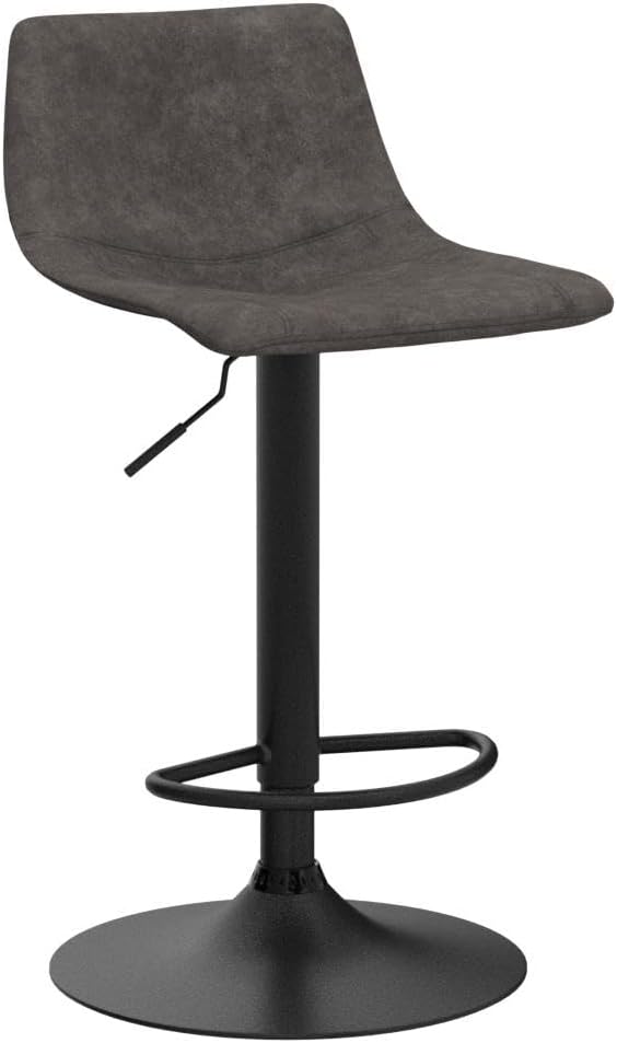 Finnhomy Bar Stools Set of 2 Counter Height, Swivel Barstools with Footrest and L Shape Back, Height Adjustable Modern Bar Chairs, Vintage Leather, Retro Grey