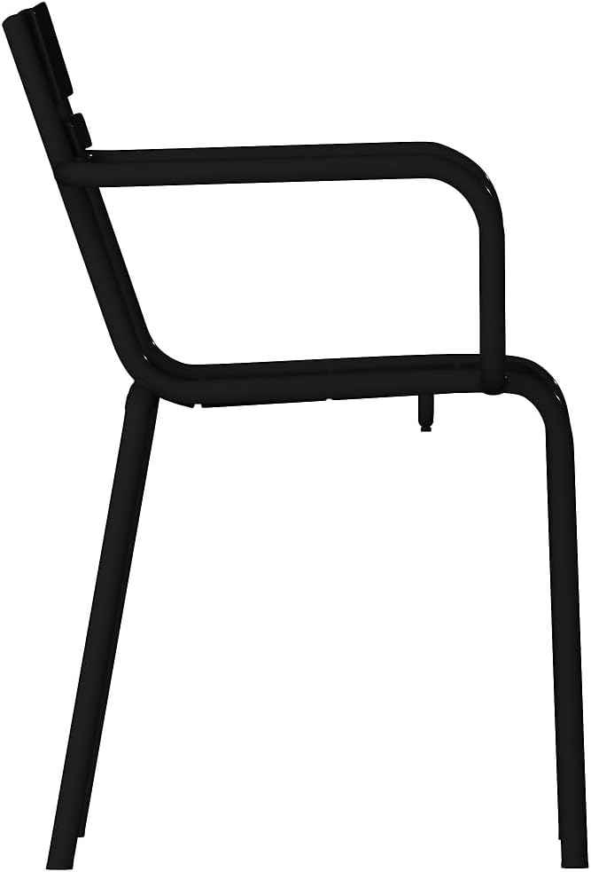 Flash Furniture Nash Commercial Grade Steel Stack Chair, Indoor-Outdoor Arm Chair with 2 Slat Back, Black