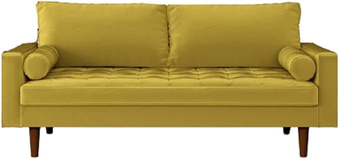 Container Furniture Direct Womble Modern Velvet Upholstered Living Room Diamond Tufted Chesterfield with Gleaming Nailheads, Loveseat, Sofa, Textured Gold