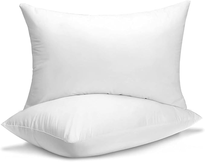 QUBA LINEN King Size Bed Pillows - Set of 2, Medium Density, Soft and Supportive for Back, Side, and Stomach Sleepers((King -White), Pack of 2)