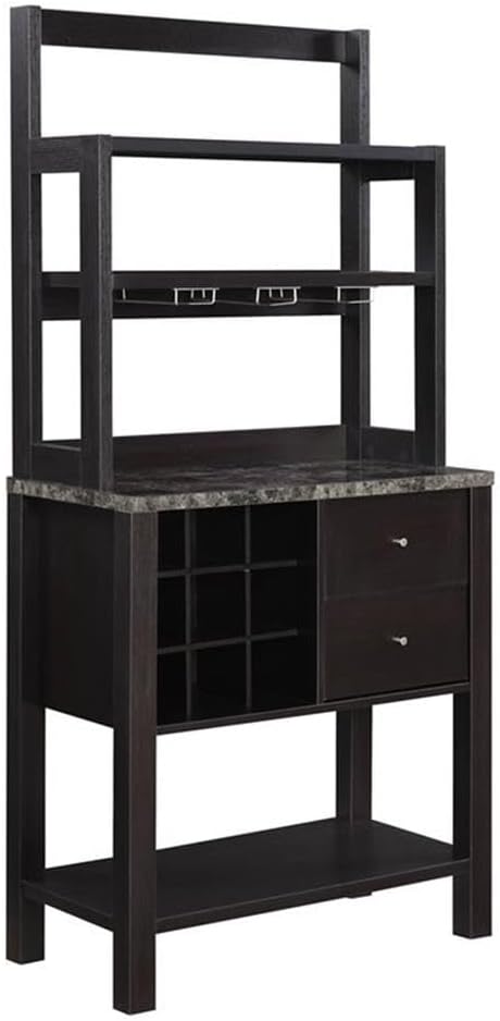 Convenience Concepts Newport Serving Bar, Espresso/Faux Marble