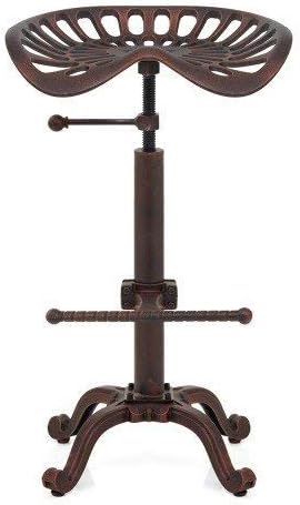 LOKKHAN Tractor Seat Bar Stool-Rustic Industrial Bar Stool-Farmhouse Cast Iron Swivel Stool-Counter Height Adjustable-Extra Tall Pub Height-24-31 inch (Coppery Brown)