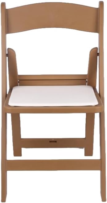 BTEXPERT Resin Folding Chair Vinyl Padded Seat Indoor Outdoor Lightweight Set for Home Event Party Picnic Kitchen Dining Church School Weddings- Natural Chestnut