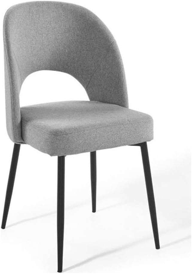 Modway Rouse Upholstered Fabric Dining Side Chair, Black Light Gray