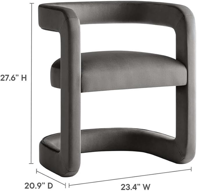 Modway Winslow Stain-Resistant Performance Velvet Accent Chair in [Color]- Open Back Barrel Armchair - Versatile Upholstered Dining Chair - Cozy Reading Chair