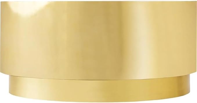 Meridian Furniture Jazzy Collection Modern | Contemporary Stainless Steel Drum Shaped Coffee Table, 36" W x 36" D x 16.5" H, Gold