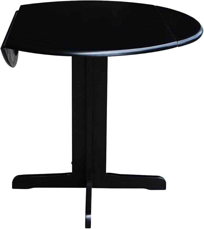 IC International Concepts, Dual Drop Leaf Table - 36", Solid Wood, Real Parawood, 36" W x 36" D x 30" H, Easy Assembly, Black