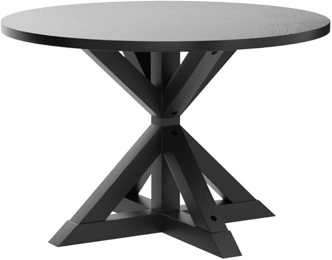 Roundhill Furniture Windvale Cross-Buck Base Dining Table, Black