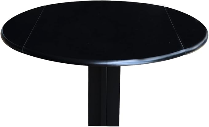 IC International Concepts, Dual Drop Leaf Table - 36", Solid Wood, Real Parawood, 36" W x 36" D x 30" H, Easy Assembly, Black