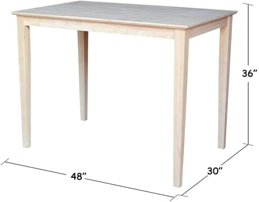 International Concepts Solid Wood Top Dining table, 30 x 48, Unfinished