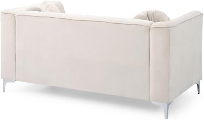 Glory Furniture Delray Velvet Loveseat in Ivory