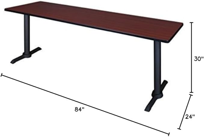 Regency Cain 84 x 24 in. Steel T-Base Training Seminar Table- Mahogany