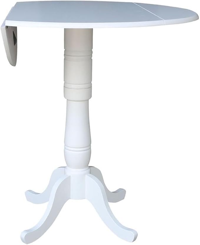 International Concepts 42 in Round Dual Drop Leaf Pedestal Table-41.5"H Dining Table, White