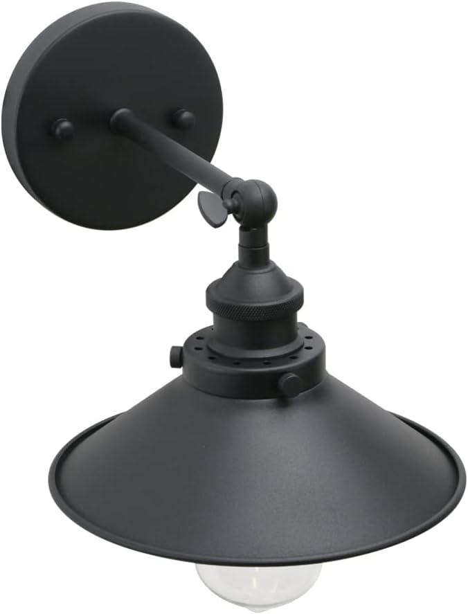 Phansthy Industrial Wall Sconce Vintage Style 1-Light Sconce 8.1 Inches / 20.5 cm Diameter Metal Light Shade (Black-2 Pack)