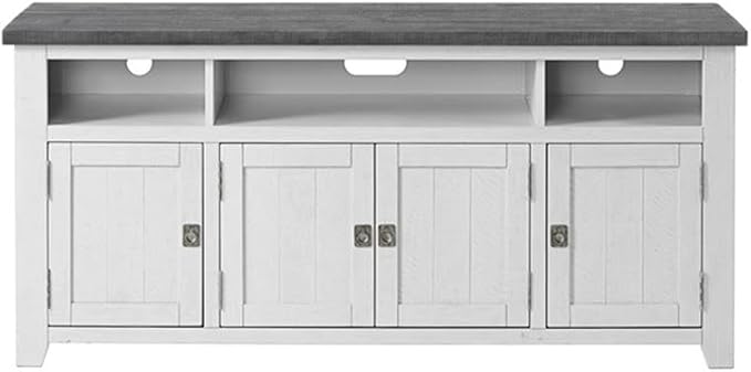 Martin Svensson Home Foundry 65" TV Stand, White Stain with Grey Top