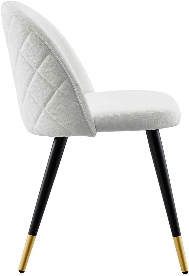 Modway Cordial Fabric Upholstered Dining Accent Chairs in White - Set of 2