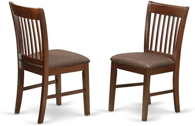 East West Furniture NDNO5-MAH-C 5 Piece Kitchen Table Set for 4 Includes a Rectangle Dining Table with Dropleaf and 4 Linen Fabric Dining Room Chairs, 30x48 Inch, Mahogany
