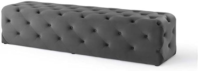 Modway EEI-3772-GRY Anthem 72" Tufted Button Entryway Performance Velvet Bench, Gray