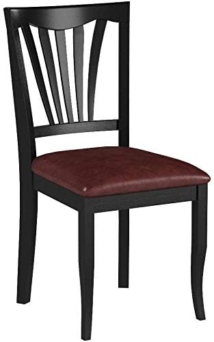 East West Furniture Avon 36" Faux Leather Dining Chairs in Black (Set of 2)