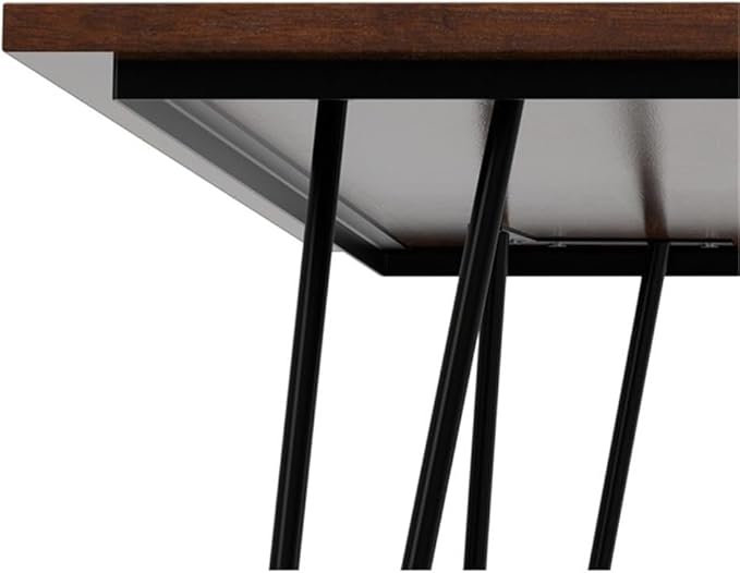SIMPLIHOME Hunter Dining Table - 66 inch Wide Solid Mango Wood Table in Umber Brown, Modern Industrial Style for Dining Room or Kitchen with Black Powder-Coated Iron Legs and Hairpin Legs, Seats 6