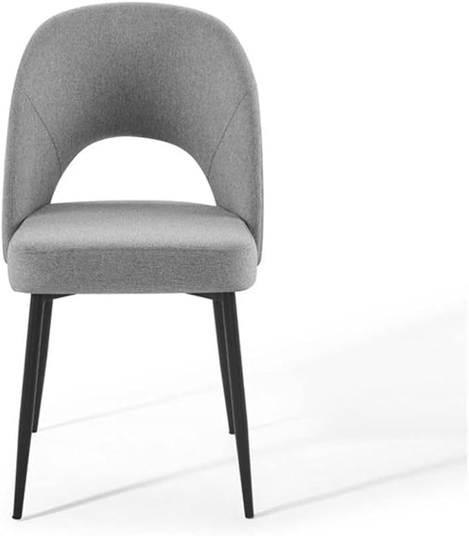 Modway Rouse Upholstered Fabric Dining Side Chair, Black Light Gray