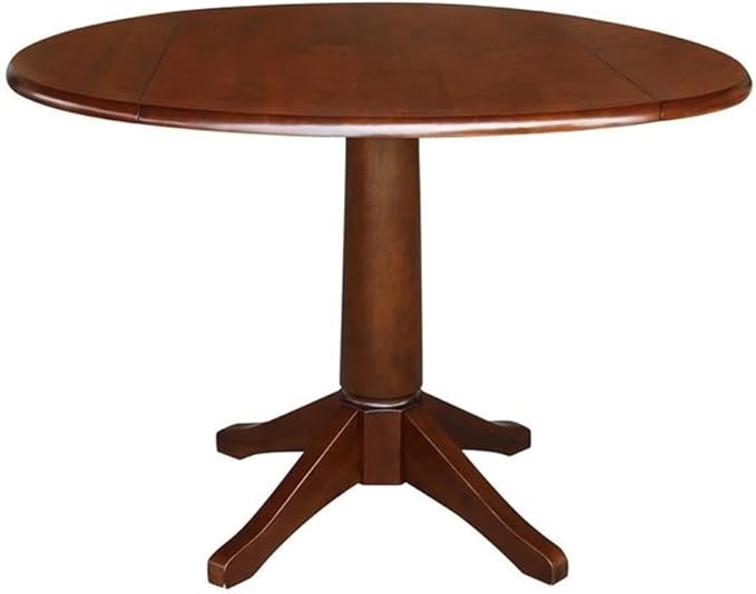 IC INTERNATIONAL CONCEPTS 42" Round Dual Drop Leaf Pedestal Table - 30.3" H Espresso