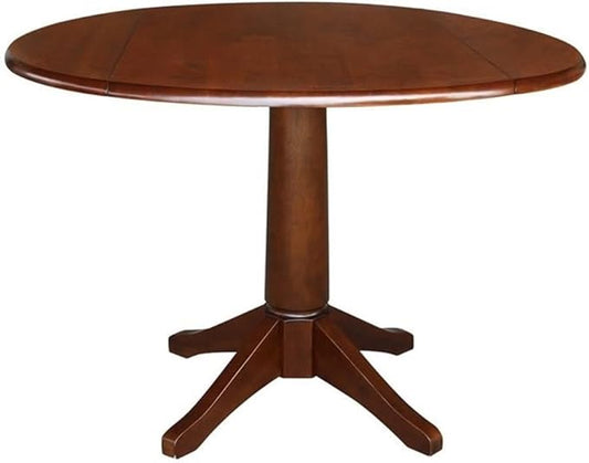 IC INTERNATIONAL CONCEPTS 42" Round Dual Drop Leaf Pedestal Table - 30.3" H Espresso