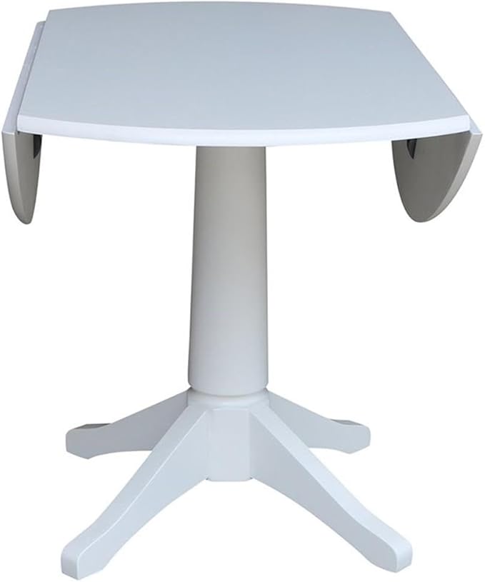 International Concepts 42 in Round Dual Drop Leaf Pedestal Table-30.3"H Dining Table, White