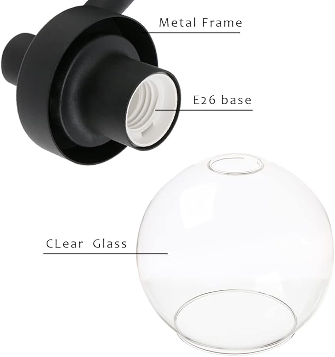 Pathson Glass Ceiling Light Fixtures, 2 Lights Globe Round Ceiling Lighting Lamp, Semi-Flush Mounted Ceiling Lights for Living Room Bathroom Hallway Loft Kitchen