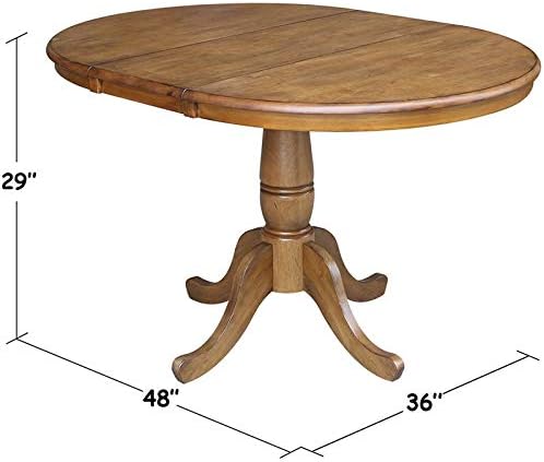 International Concepts 3 Piece Extendable Round Dining Set in Pecan