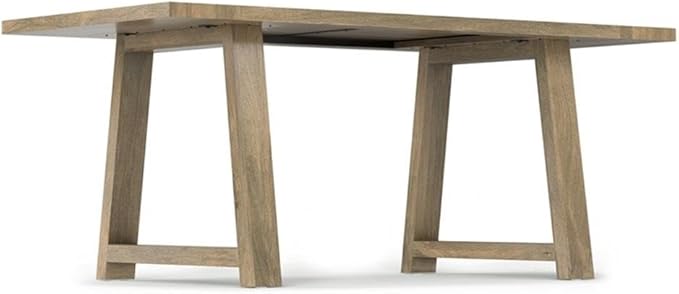 SIMPLIHOME Whitley Dining Table - 72 inch Wide Solid Mango Wood Rectangular Table in Grey Wash, Modern Farmhouse Style for Dining Room or Kitchen with Extra-Thick Trestle Base, Seats 6