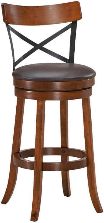 ERGOMASTER Swivel Bar-Stools Rubber Counter Height Barstool 24 Inch Seat Height Bar Chair Cappuccino X Open Back Heavy Duty for Kithcen Dining Bar（ 29 Inches, Set of 2）