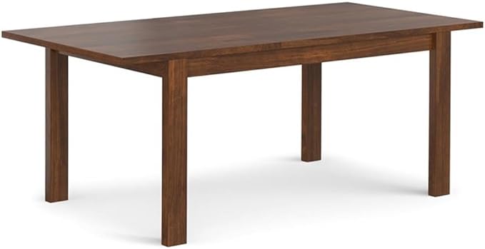 SIMPLIHOME Wilson Dining Table - 60 inch Wide Solid Wood Walnut Veneer Extendable Table, Transitional Style for Dining Room or Kitchen with Thick, Straight Legs and Butterfly Leaf, Seats 8