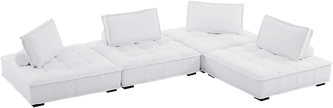 Modway Saunter, 4-Piece Sectional Sofa, White