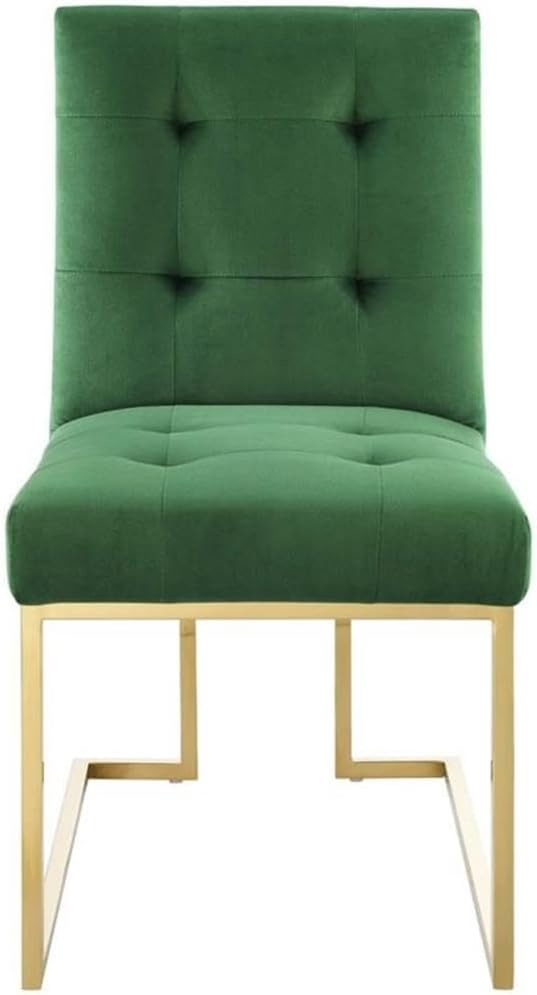 Modway Privy Performance Velvet Gold Stainless Steel Dining Chair in Gold Emerald