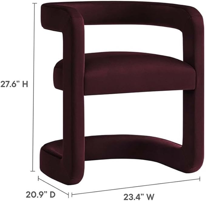Modway Winslow Stain-Resistant Performance Velvet Accent Chair in [Color]- Open Back Barrel Armchair - Versatile Upholstered Dining Chair - Cozy Reading Chair