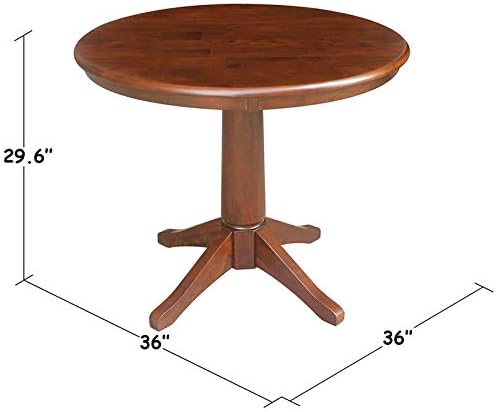 International Concepts 36" Round Top Pedestal Table-28.9" H Dining Table, Espresso